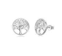 Lydreewam Pendientes Árbol de la Vida para Mujer Plata de ley 925 para Día de la Madre Cumpleaños, Diámetro 12mm