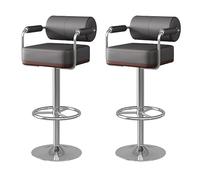 LYDSB Juego de 2 taburetes de Bar giratorios Ajustables para Isla de Cocina y Comedor. Elegantes Patas en Naranja y Plata, con Respaldo y reposapiés. Taburetes Altos de Piel sintética.