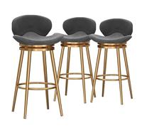 LYDSB Juego de 3 taburetes de Bar giratorios, Modernos taburetes de Bar Altos con Respaldo, sillas tapizadas en Terciopelo, Estructura de Metal para Isla de Cocina, Taburete de Bar rústi