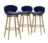 LYDSB Juego de 3 taburetes de Bar giratorios, Modernos taburetes de Bar Altos con Respaldo, sillas tapizadas en Terciopelo, Estructura de Metal para Isla de Cocina, Taburete de Bar rústi
