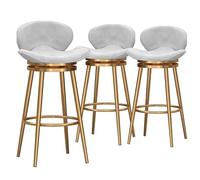 LYDSB Juego de 3 taburetes de Bar giratorios, Modernos taburetes de Bar Altos con Respaldo, sillas tapizadas en Terciopelo, Estructura de Metal para Isla de Cocina, Taburete rústico para