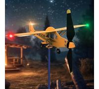 LYDSB Veleta de Viento de avión Brillante, con luz LED, veletas para Patio, cobertizos de jardín, Veleta de Viento, cúpula, Veleta para casa, Poste de jardín