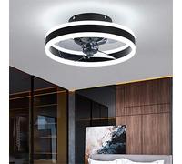 LYDSB Ventilador de Techo Moderno Negro de 50 cm con luz con Control Remoto Reversible de 6 velocidades y Funciones Regulables, Ideal para Dormitorio y Sala de Estar.