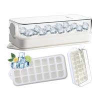 LYDTICK Bandeja de cubitos de hielo con tapa y cubo, 21 moldes para cubitos de hielo para congelador, fácil liberación, llenado rápido sin tocar, blanco, pequeño