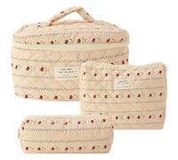 LYEAA 3pcs Toathetic Toathetic Purso Mujer Estampado Organizador Bolsa de Gran Capacidad Cierre de la Cremallera Cotton Bolso Daily Purse Set (Estilo Cinco)