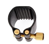 LYEAA Abrazadera de ligadura de saxofón compacta abrazadera de boquilla de saxofón piezas de cuero y metal tornillo ajustable para boquilla de goma de saxofón alto, Black, moda