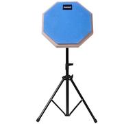 LYEAA Almohadilla de práctica de madera de goma de 8 pulgadas con soporte ajustable, almohadilla silenciosa para principiantes, absorbe los golpes