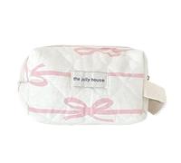 LYEAA Bolsa de Almacenamiento Sweet Bowknot Bolsa de Maquillaje de Viaje con Cremallera Organizador de Maquillaje Bolsa de Almacenamiento Estuche Organizador de cosméticos Acolchado de Algod