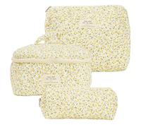 LYEAA Bolsa de cosméticos acolchada para mujer, soporte de maquillaje estético con bolsa de mano y estuche para bolígrafos, bolsa de viaje de algodón de gran capacidad, c, moda