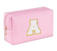 LYEAA Bolsa de cosméticos con Letras de Chenilla, Organizador de Maquillaje de Gran Capacidad, Bolsa de Almacenamiento con Cremallera, Estuche Organizador de cosméticos, Impermeable para muj