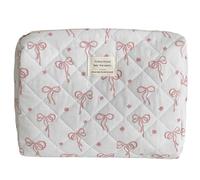 LYEAA Bolsa de Maquillaje de Viaje Estuche para Lápices Juego de Bolsas de Cosméticos Acolchadas, Bolsa de Cosméticos con Lazo Lindo de Algodón, Bolsa de Aseo para Mujer Bolsa de Cuidado de