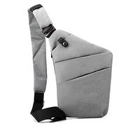 LYEAA Bolsa de pecho antirrobo para hombre, correa ajustable, de nailon, multifuncional, simple, portátil, para fitness al aire libre, Hombro izquierdo, Light Grey, Informal