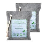 LYEAA Bolsas purificadoras de aire de carbón de bambú, 2 x 200 g, bolsa purificadora de aire natural, ambientador reutilizable de carbón activado de bambú para el hogar, coche, mascotas, bañ