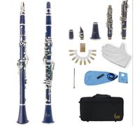 LYEAA Clarinete en Sib de 17 teclas con estuche, juego de clarinete con guantes blancos/paño de limpieza para estudiantes y adultos, juego de instrumentos musicales de examen para estudiantes y