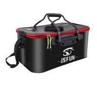 LYEAA Cubo de pesca con asas de transporte, plegable, con bolsillos laterales y cremallera, protección para peces, cubierta superior de red transpirable para viajes, camping (50 cm)