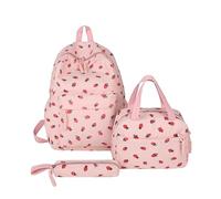 LYEAA de Tres Piezas de Mochila de Fresa con Estuche de lápiz (Rosa Claro)