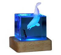 LYEAA Decoración Decorativa de Ballena Marina Beluga Killer Whale Megalodon Decoración de la habitación del hogar Ballena Diver Luz Nocturna Cubo con luz