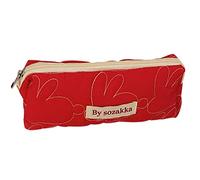 LYEAA Estuche acolchado para lápices con diseño de conejo, bolsa de almacenamiento de gran capacidad, portátil, simple, casual, Kawaii, camping, rojo S, moda