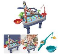 LYEAA Juego de Pesca magnético Penguin Race Interactivo Estanque de Pesca Juguetes pingüino Pista Deslizante Juguetes de Pesca Rompecabezas Juguete para niños pequeños
