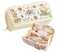 LYEAA Kawaii Capybara Zipper Pencil Case de papelería múltiple Bolsa de Soporte para niños para niños y Suministros de Arte