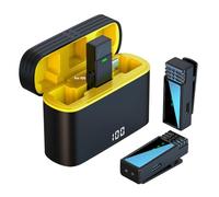 LYEAA Micrófono Lavalier inalámbrico USB C+Puerto de 8 Pines pequeño Mini Clip de Solapa micrófono con cancelación de Ruido pequeño micrófono con Estuche de Carga para 15 14 13