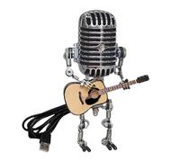 LYEAA Micrófono Vintage Guitar Robot Lámpara Hecha a Mano Mates de la lámpara de Escritorio de Metal ángulo Ajustable para la decoración del Escritorio del Dormitorio (Amarillo)