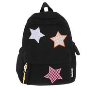 LYEAA Mochila moderna de pana con estrellas para mujer, espaciosa mochila kawaii para campus, viajes y uso diario, Negro, 12.60x11.42x4.72inch