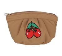 LYEAA Neceser de viaje con bordado de cereza, organizador de artículos de tocador para mujer con bolsa con cremallera, Khaki, 9.06x5.51x5.91inch, moda