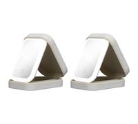 LYEAA Neceser portátil con espejo iluminado, carga USB, brillo ajustable, organizador de piel sintética, Blanco - paquete de 2