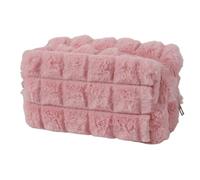 LYEAA Plush Lápiz Case con Bolsa de Mujeres Cosméticas Bolsa de Almacenamiento de Color sólido Bolsa para Viajar (Rosa)