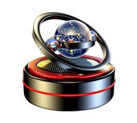 LYEAA Solar Giratorio Aromatizante Coche Perfume Aleación De Aluminio Auto Rotación Aire Ambientador Doble Anillo Decoración Interior Coche Decoración Interior