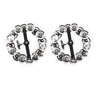 LYEAA Tambor de pandereta portátil con sonajeros de doble fila para juegos de batería y percusión