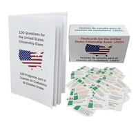 LYEAA Tarjetas flash de prueba de ciudadanía estadounidense, 100 preguntas de USCIS para estudio y práctica de examen de naturalización