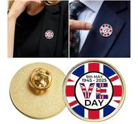 LYEAA ve Día 80 aniversario Pin Insignia Ve Day Ve Día 1945-2025 Insignia de alfiler de solapa