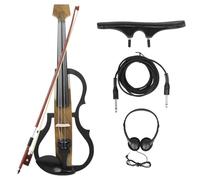 LYEAA Violín eléctrico 4/4, cuerpo de fibra de carbono de tamaño completo con auriculares y cable, violín eléctrico para principiantes