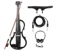 LYEAA Violín eléctrico 4/4, cuerpo de fibra de carbono de tamaño completo con auriculares y cable, violín eléctrico para principiantes