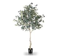 LYERSE Árbol de eucalipto Artificial de 6 pies en Maceta de plástico para guardería, Tallos Altos de eucalipto sintético con 462 Hojas de dólar Plateado, árboles Artificiales para Oficina, casa, Sala