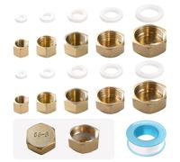 Lyeteung 10 Piezas G1/8 G1/4 G3/8 G1/2 G3/4 Tapa de Latón Rosca Hembra, Tapones de Latón Ciego, con Cinta de Materia Prima, para Extremos de Tubos