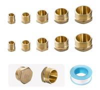 Lyeteung 10 Piezas G1/8 G1/4 G3/8 G1/2 G3/4 Tapa de Latón Rosca Macho, Tapones de Latón Ciego, con Cinta de Materia Prima, para Extremos Tubos