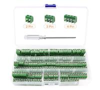 Lyeteung 100 Piezas 5mm Paso 2/3 / 4 Pines PCB Bloque de Terminal de Tornillo de Montaje, PCB Bloque de Terminales, con Destornillador, para Arduino DIY Project, Verde