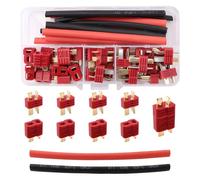 Lyeteung 15 Pares Antideslizantes T-Plug Conectores, Conector de Enchufe T Hembra y Macho Deans con Tubo Termoretractil, para Batería RC Lipo