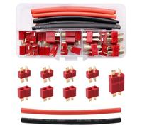 Lyeteung 15 Pares T-Plug Conectores, Conector de Enchufe T Hembra y Macho Deans con Tubo Termoretractil, para Batería RC Lipo