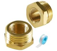Lyeteung 2 Piezas Reductor de Latón Macho G1/2 a Rosca Hembra G1/4, Conectores Reductores de Latón, Conector de Latón Rosca Hexagonal con Cinta de Materia Prima, para Conexión de Tubería