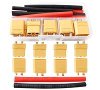 Lyeteung 5 Pares XT90 Conectores de Batería, XT90 Conectores de Bala Macho Hembra con Tubo Termoretractil, para Batería RC Lipo, Amarillo