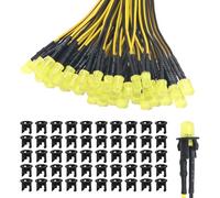Lyeteung 50 Piezas 5mm 12V LED de Diodo Pre-Cableado, Amarillo, 20cm Precableado LED Diodos Color Difuso Emisores de Luz + 50 Piezas 5mm Plástico Soporte de LED