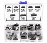 Lyeteung 60 Piezas 8 Tamaños 3-4-5-6 mm Juego de llave y woodruff, llaves Woodruff de Acero al Carbono, Key de Polea de Volante de Media Luna, para Sujetadores Industria Mecánica