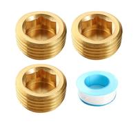 Lyeteung G1/2 Tapón de Latón Rosca Exterior Hexagonal Interno Ciego con Cinta de Materia Prima para Tubos