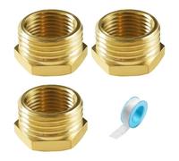 Lyeteung Reductor de Latón G1/2 a Rosca Hembra G3/8, 3 Piezas Conectores Reductores Hexagonales con Cinta de Materia Prima para Conexión de Tubería