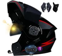LYEVA Casco De Moto Modular Bluetooth, ECE Homologado, con Doble Visera, Carcasa De Alta Resistencia, Diseño Liviano, Adecuado para Hombres Y Mujeres Adultos, Guantes Y Máscara Gratis (A,S)