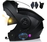 LYEVA Casco De Moto Modular Bluetooth, ECE Homologado, con Doble Visera, Carcasa De Alta Resistencia, Diseño Liviano, Adecuado para Hombres Y Mujeres Adultos, Guantes Y Máscara Gratis (H,L)